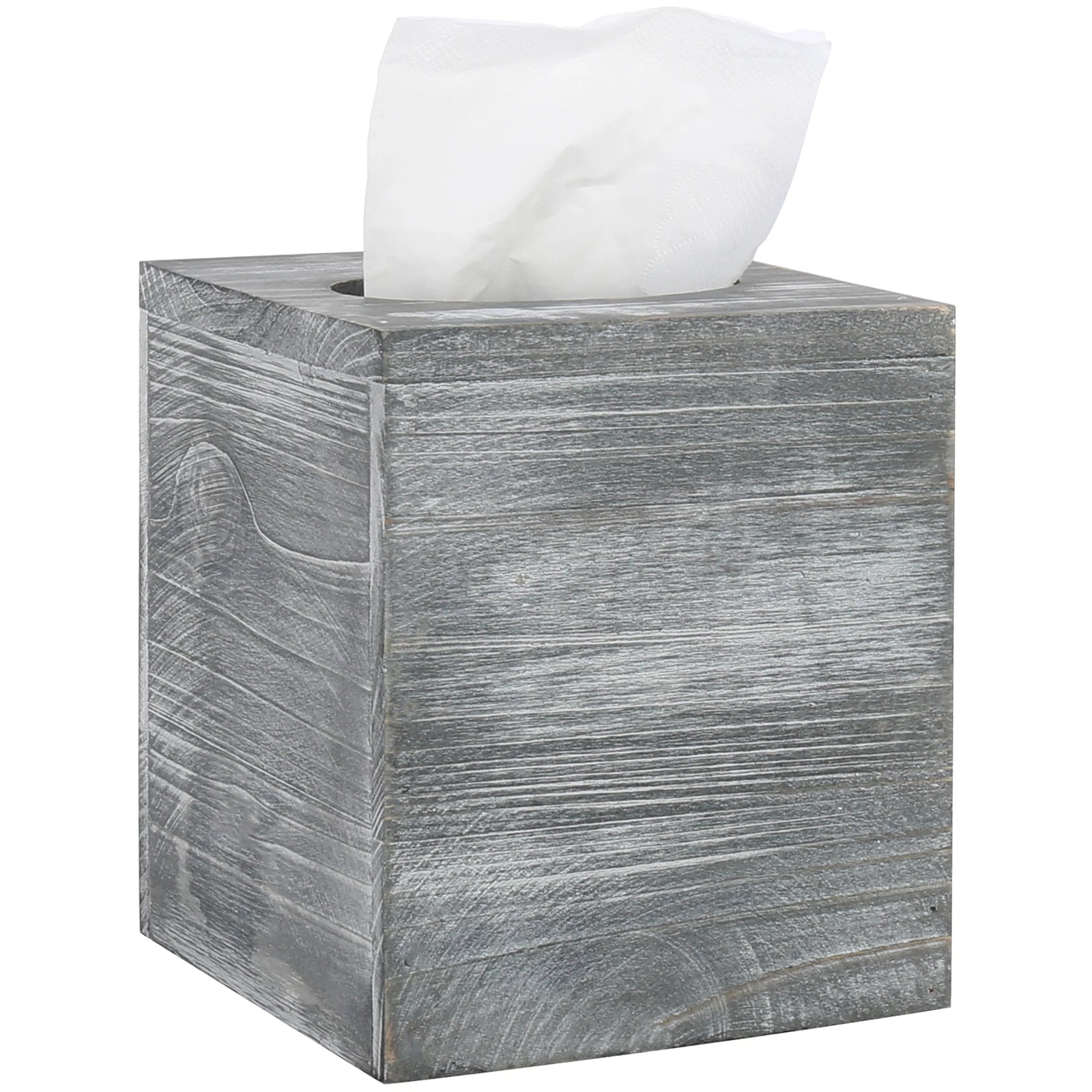 Gray Wood Square Tissue Box Cover with Slide-Out Bottom Panel, Tissue Holder | eBay