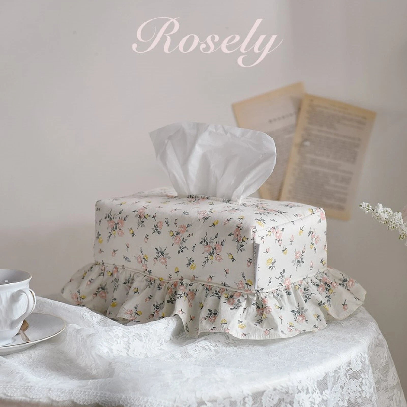 Rose Floral Cotton Tissue Box Cover Home Decoration Refill Holder, Made in Korea | eBay