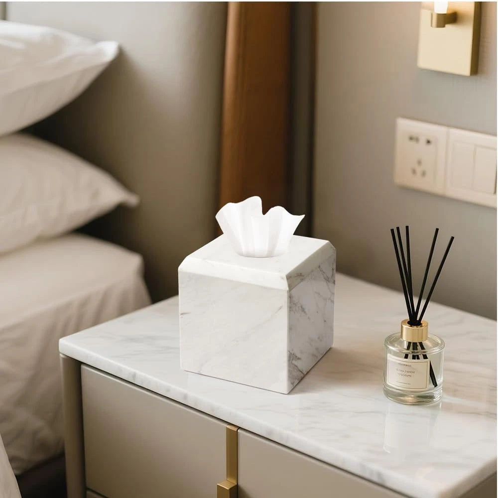 Tissue Box Cover Italy Natural Marble Heavy Duty Square Facial Toilet Paper Hold | eBay