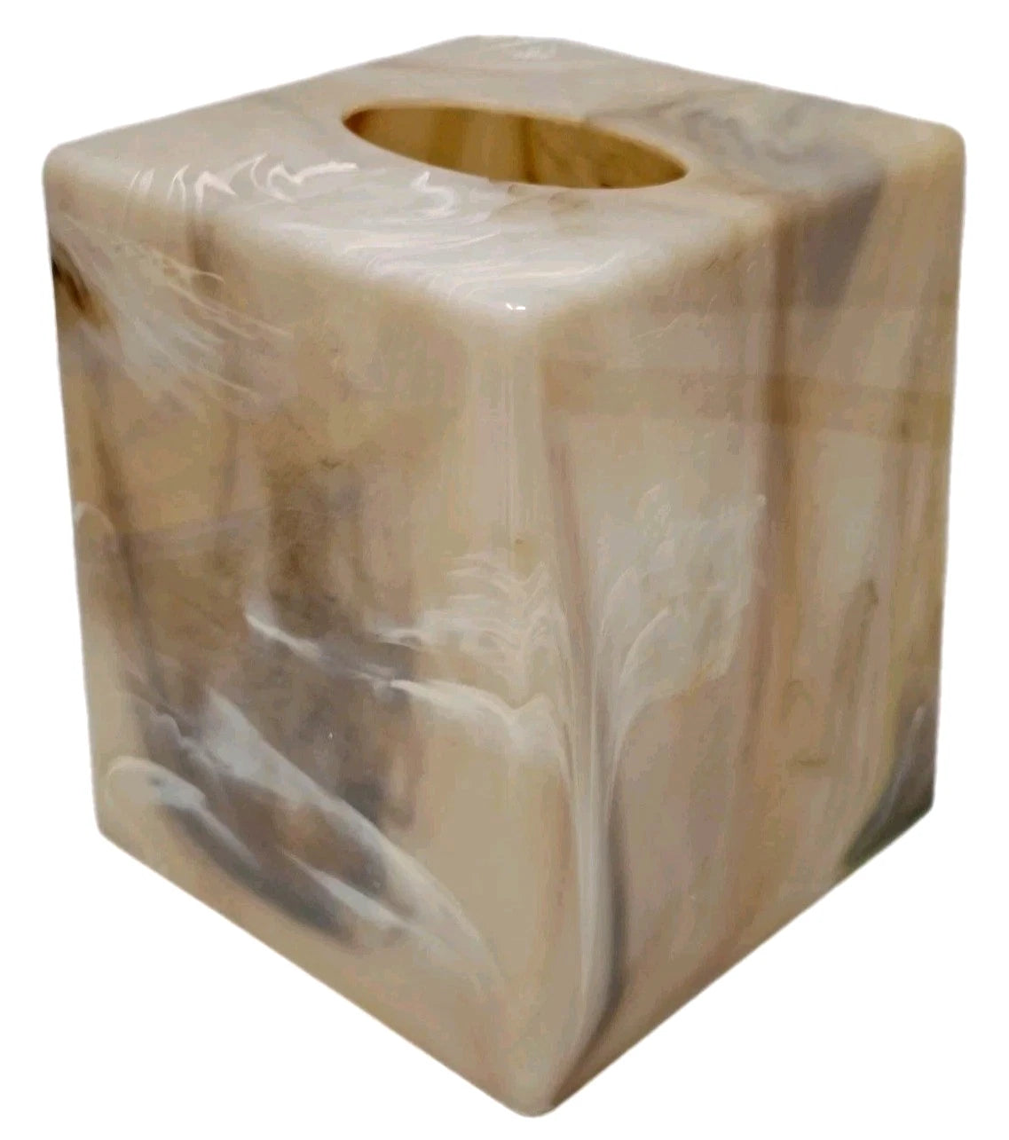 Vintage Faux Marble Tissue Box Cover Holder Square Acrylic Plastic Neutral Tan | eBay