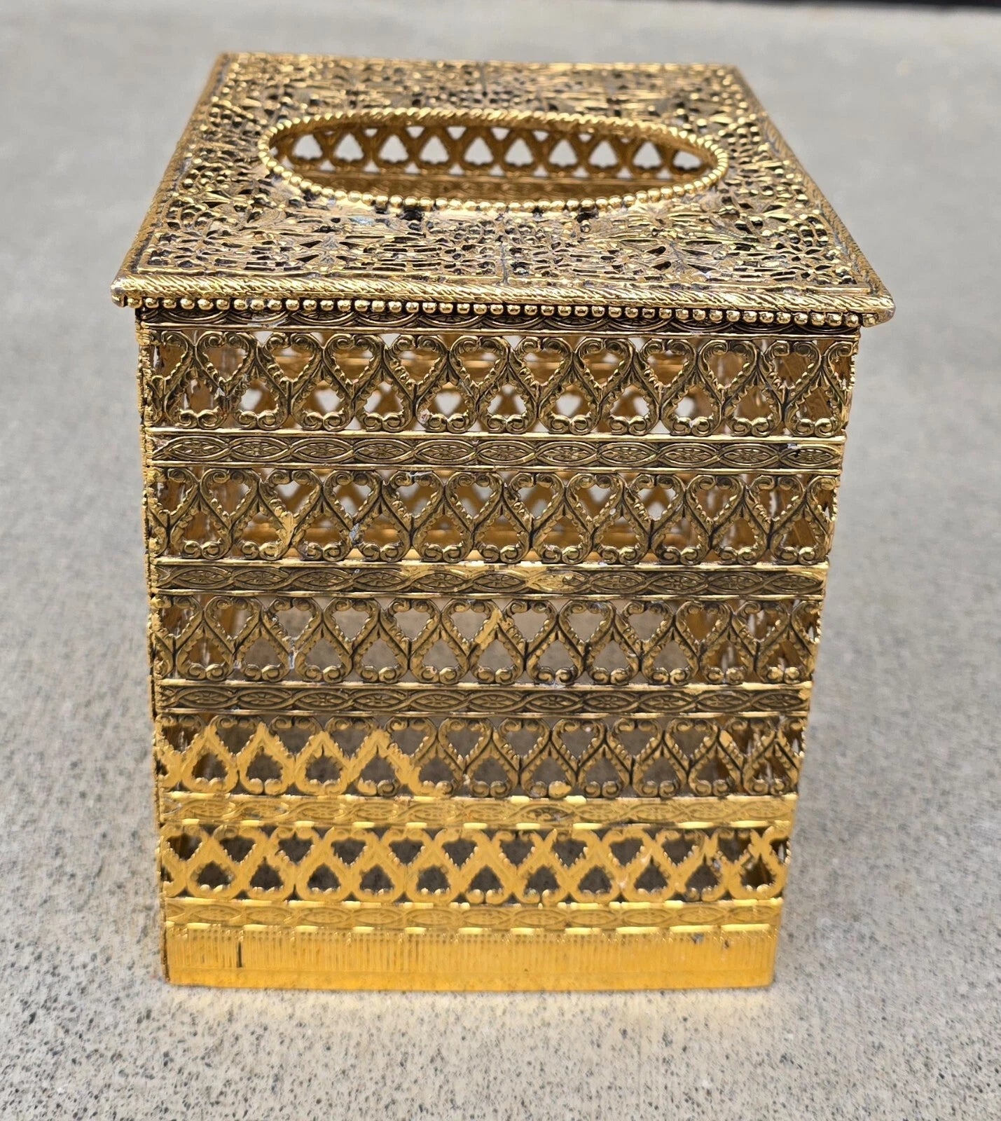 Vintage MCM Hollywood Regency Ormolu Metal Filigree Square Tissue Box Cover | eBay