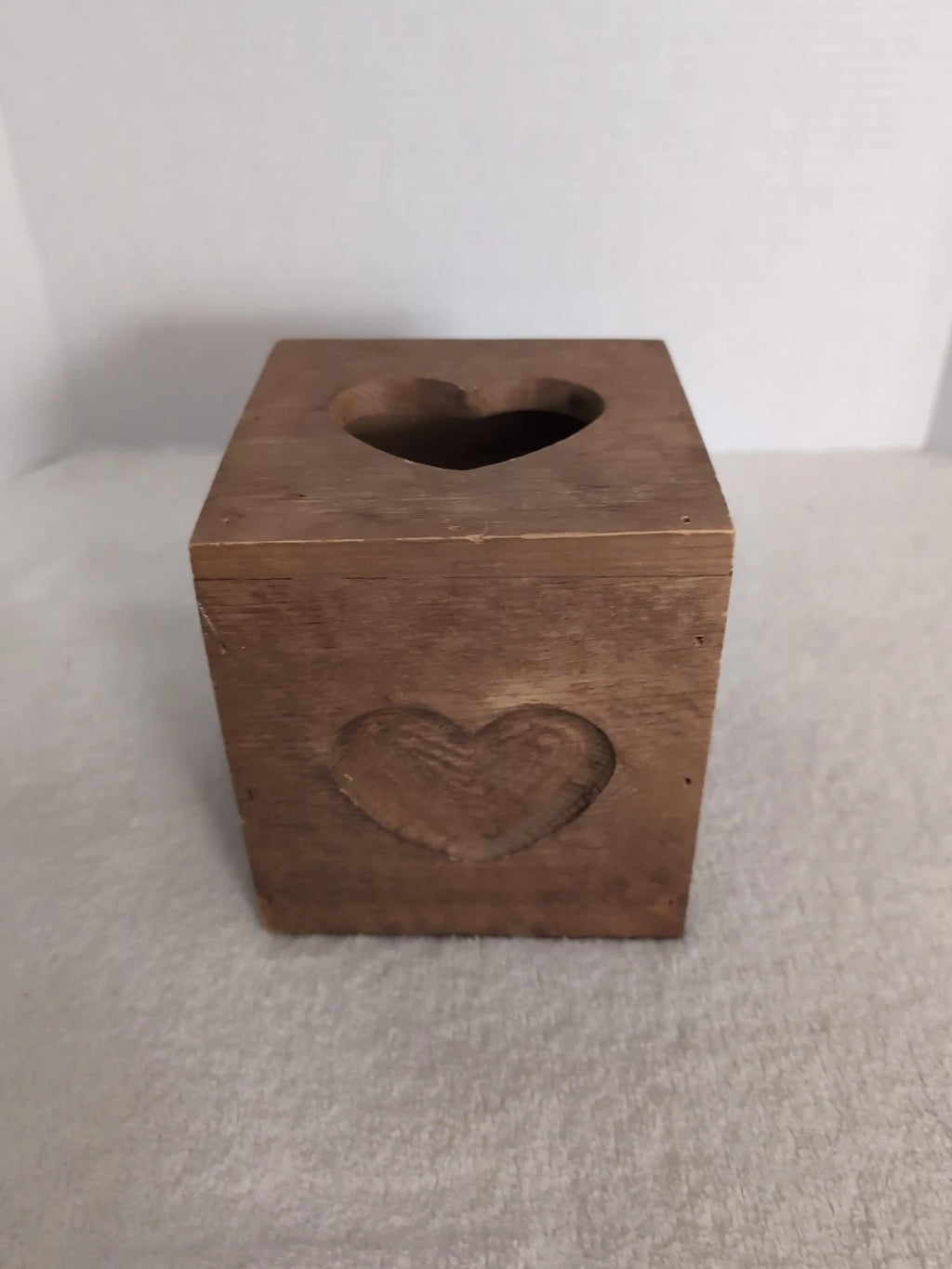 Vintage Farmhouse Hand Made Wood Tissue Box Cover Heart Cut Out Shabby Chic | eBay