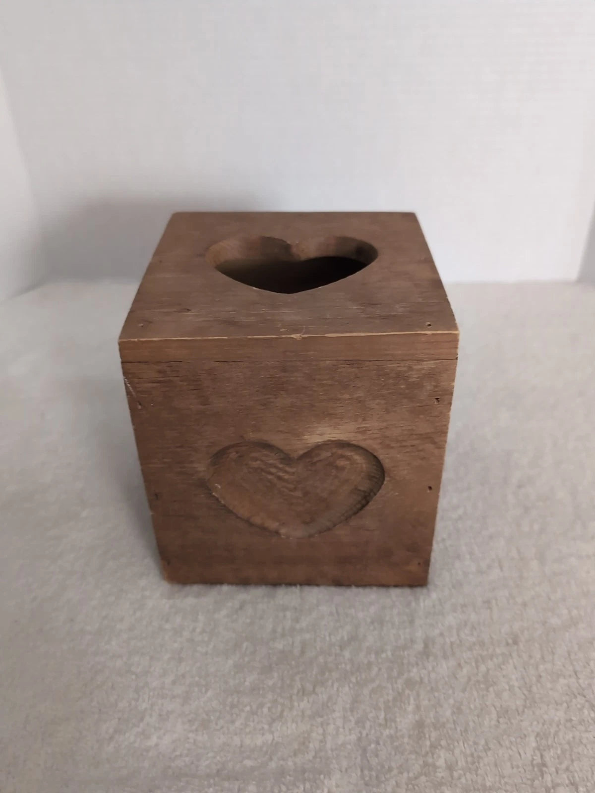 Vintage Farmhouse Hand Made Wood Tissue Box Cover Heart Cut Out Shabby Chic | eBay