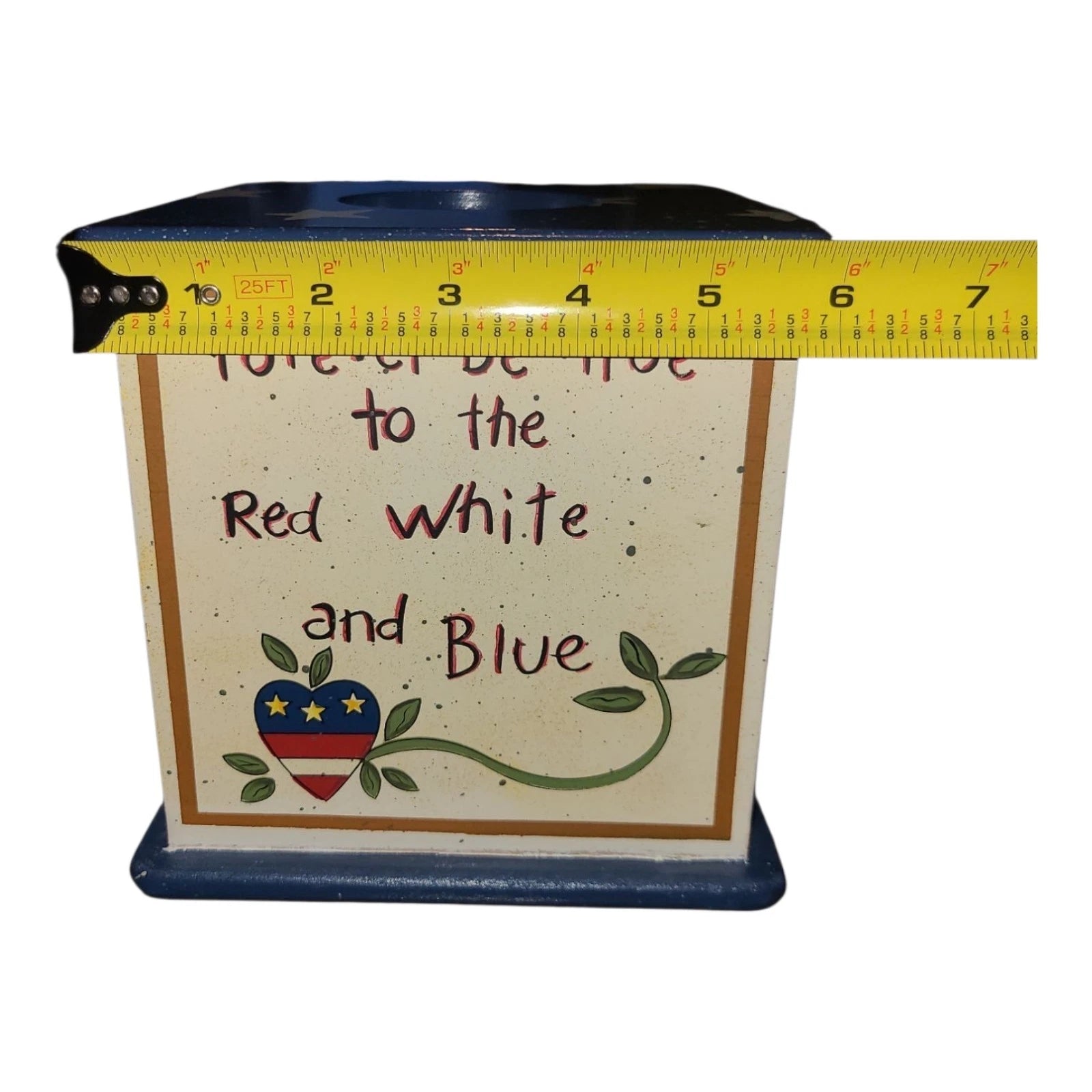 Patriotic Wood Tissue Box Cover American Flag Red White Blue Art Beth Yarbrough | eBay