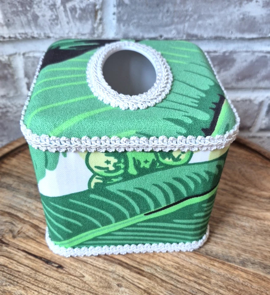 Dorothy Draper Home Fabric Covered Square Tissue Box Cover - Brazilliance Green | eBay