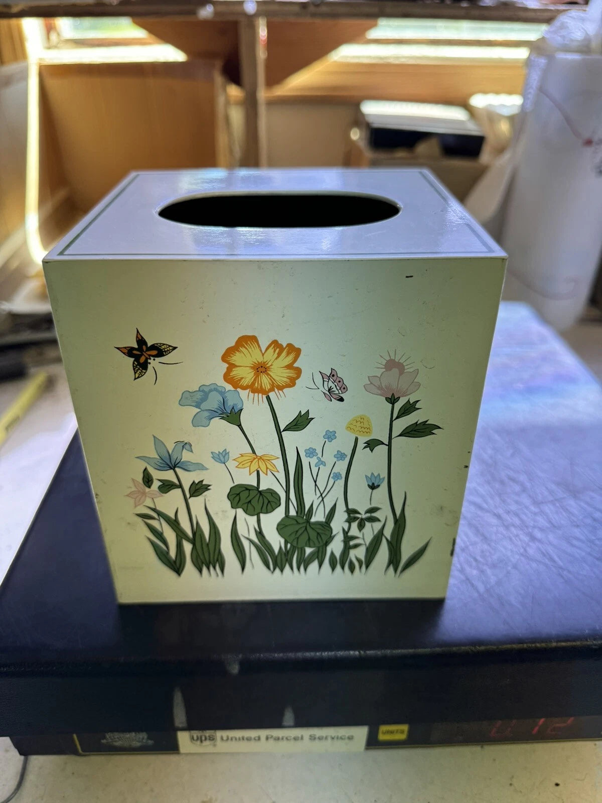 Vintage Andre Richard Tissue Box Square Flowers Butterfly MCM | eBay