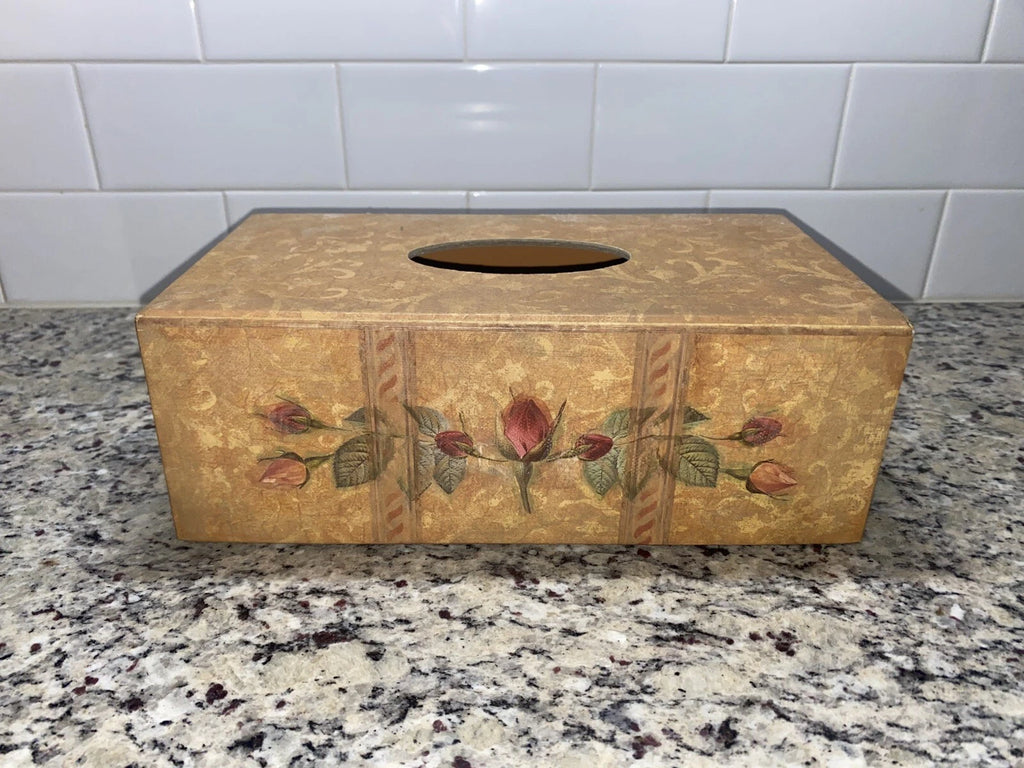 Bob's Boxes “Rosebuds” Tissue Box Cover Holder Susan A Winget Primitive | eBay