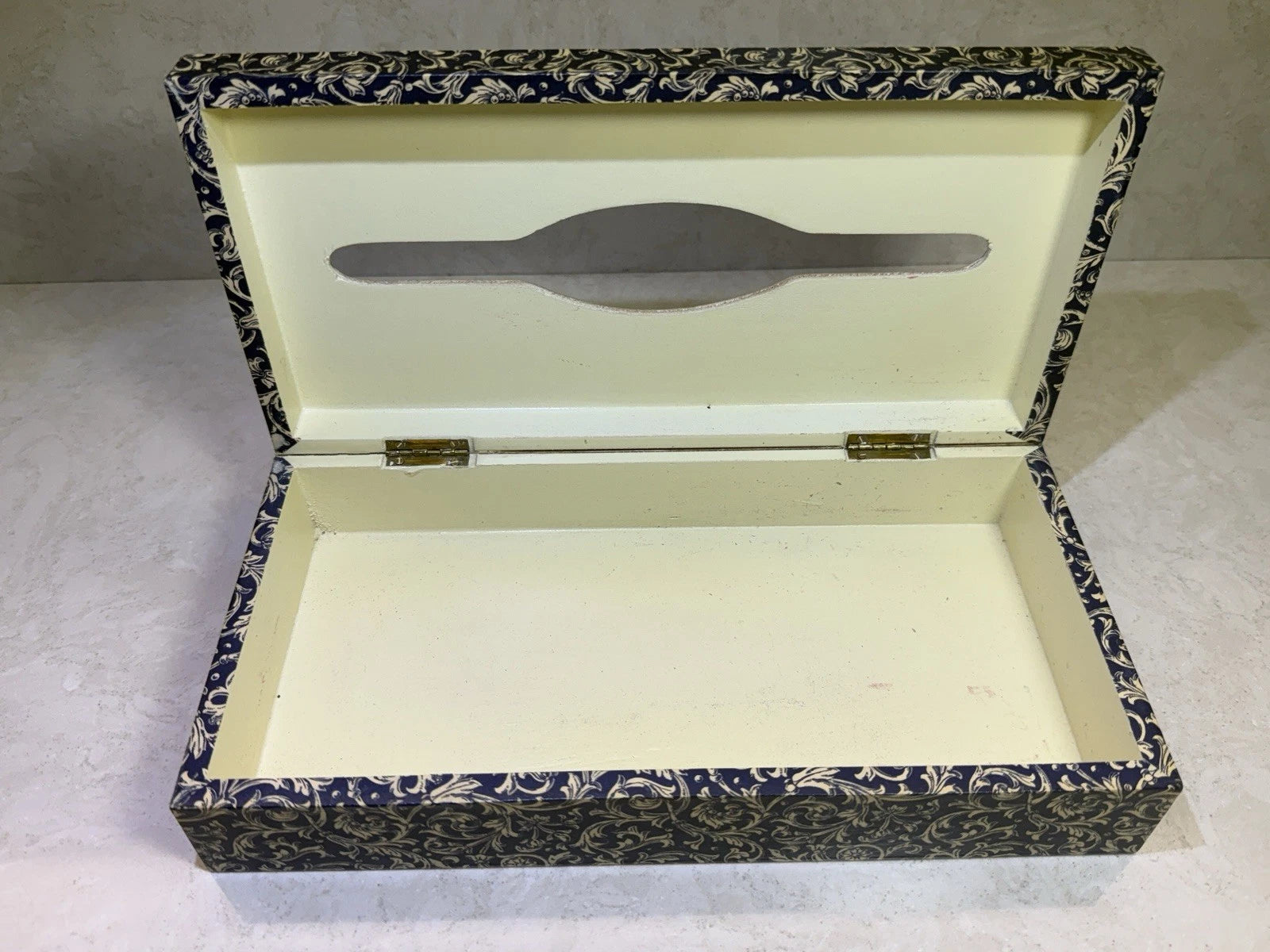 Set of Wooden Tissue Box Holder Cover & Trinket Box Floral Pattern Made in Italy | eBay