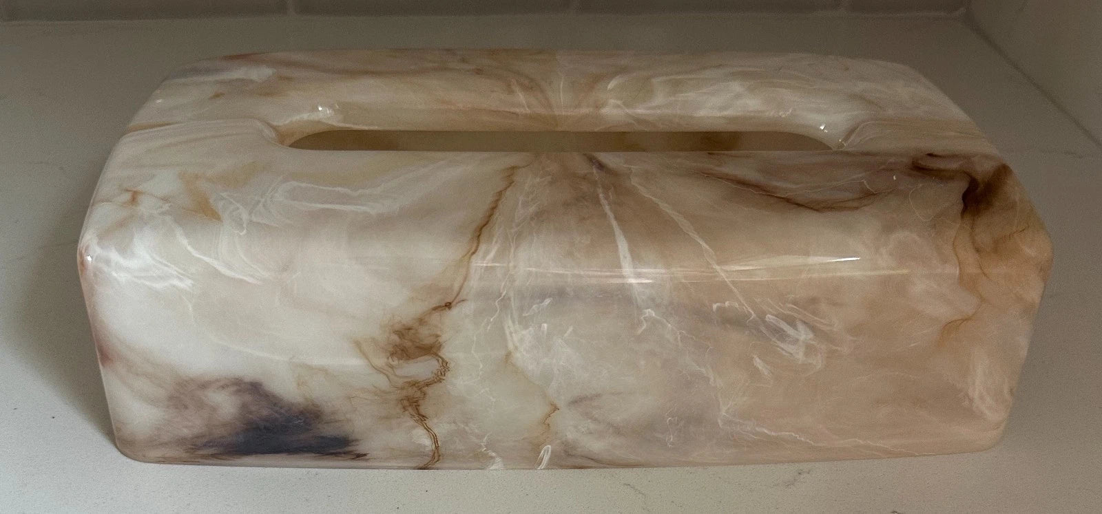 Faux Marble Vintage Acrylic Lucite Plastic Tissue Box Cover Cream Tan | eBay
