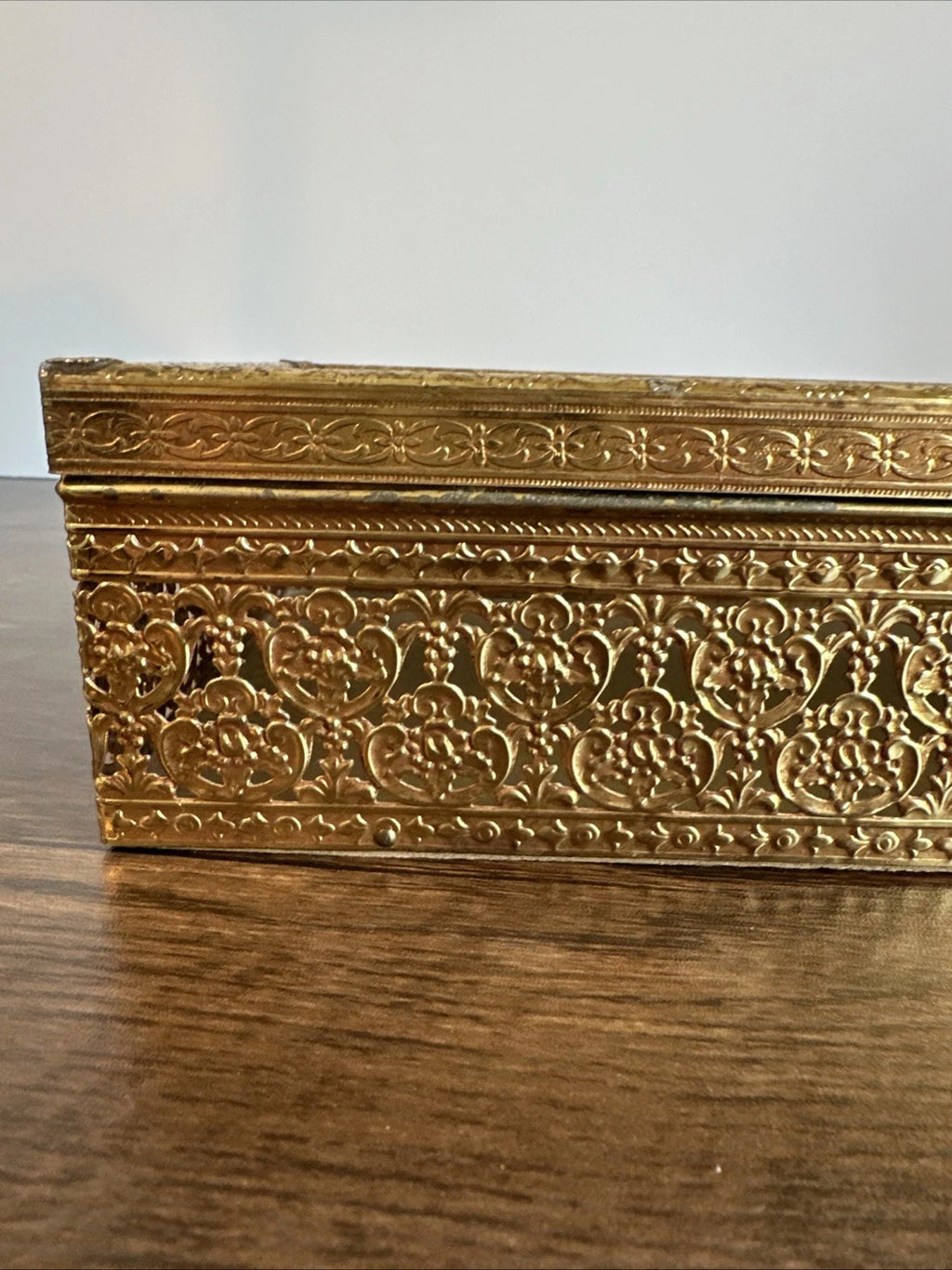Vintage Ornate Hollywood Regency Floral Filigree Tissue Box MCM Metal Gold Retro | eBay