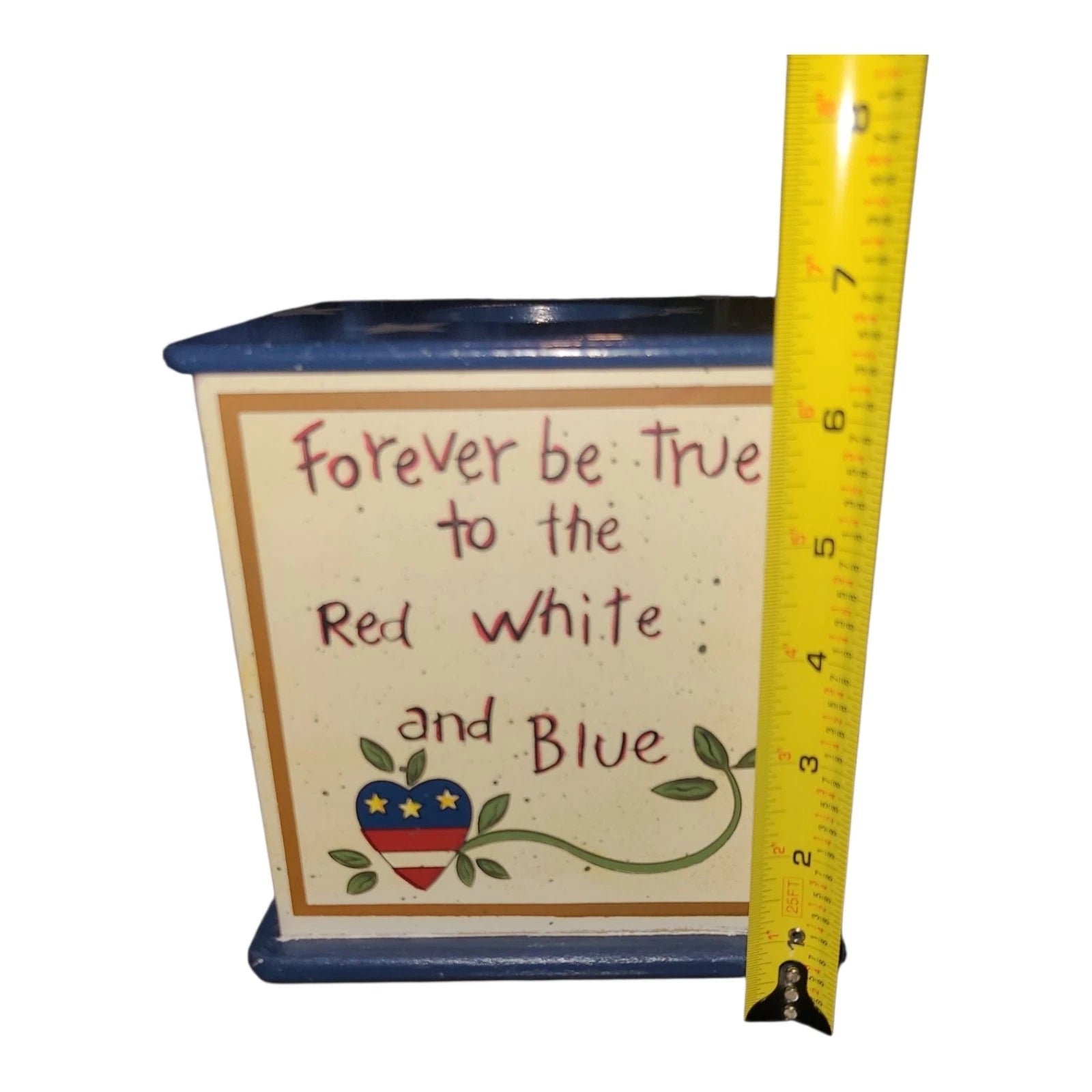 Patriotic Wood Tissue Box Cover American Flag Red White Blue Art Beth Yarbrough | eBay