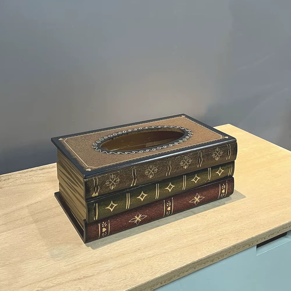 Classical Wooden Antique Book Tissue Box Cover Rectangular Tissue box (Gold-top) | eBay