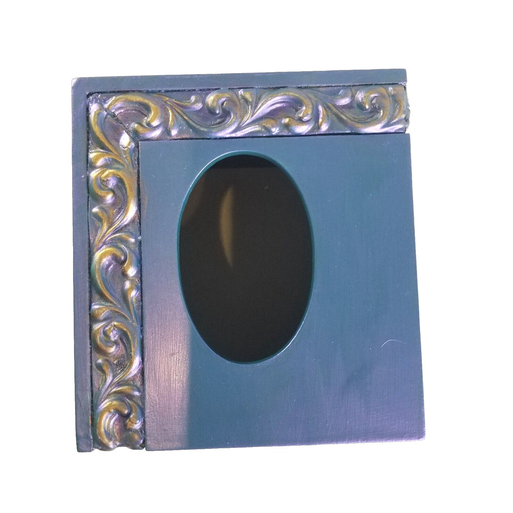 Tissue Box Cover Holder Blue Gold Details Acrylic Square | eBay
