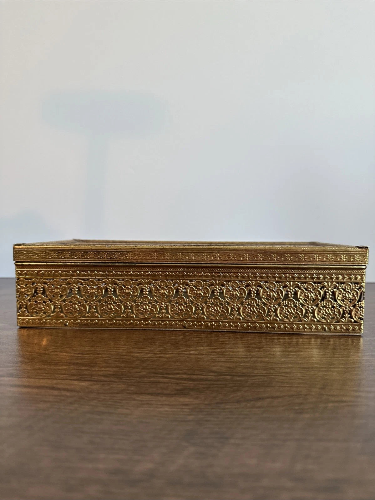 Vintage Ornate Hollywood Regency Floral Filigree Tissue Box MCM Metal Gold Retro | eBay