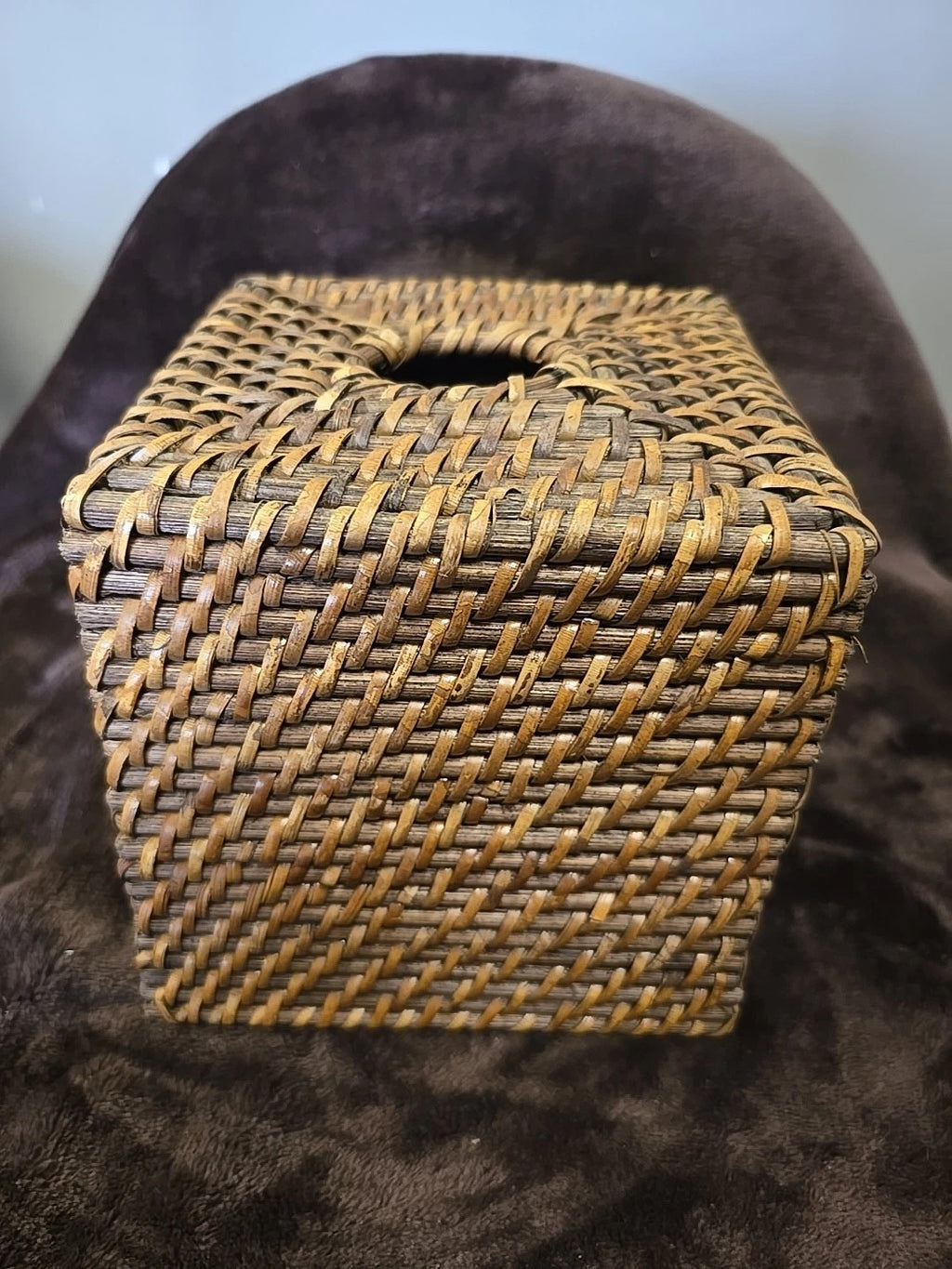 Woven Rattan Wicker Square Tissue Box Holder - Dark Brown Rattan | eBay