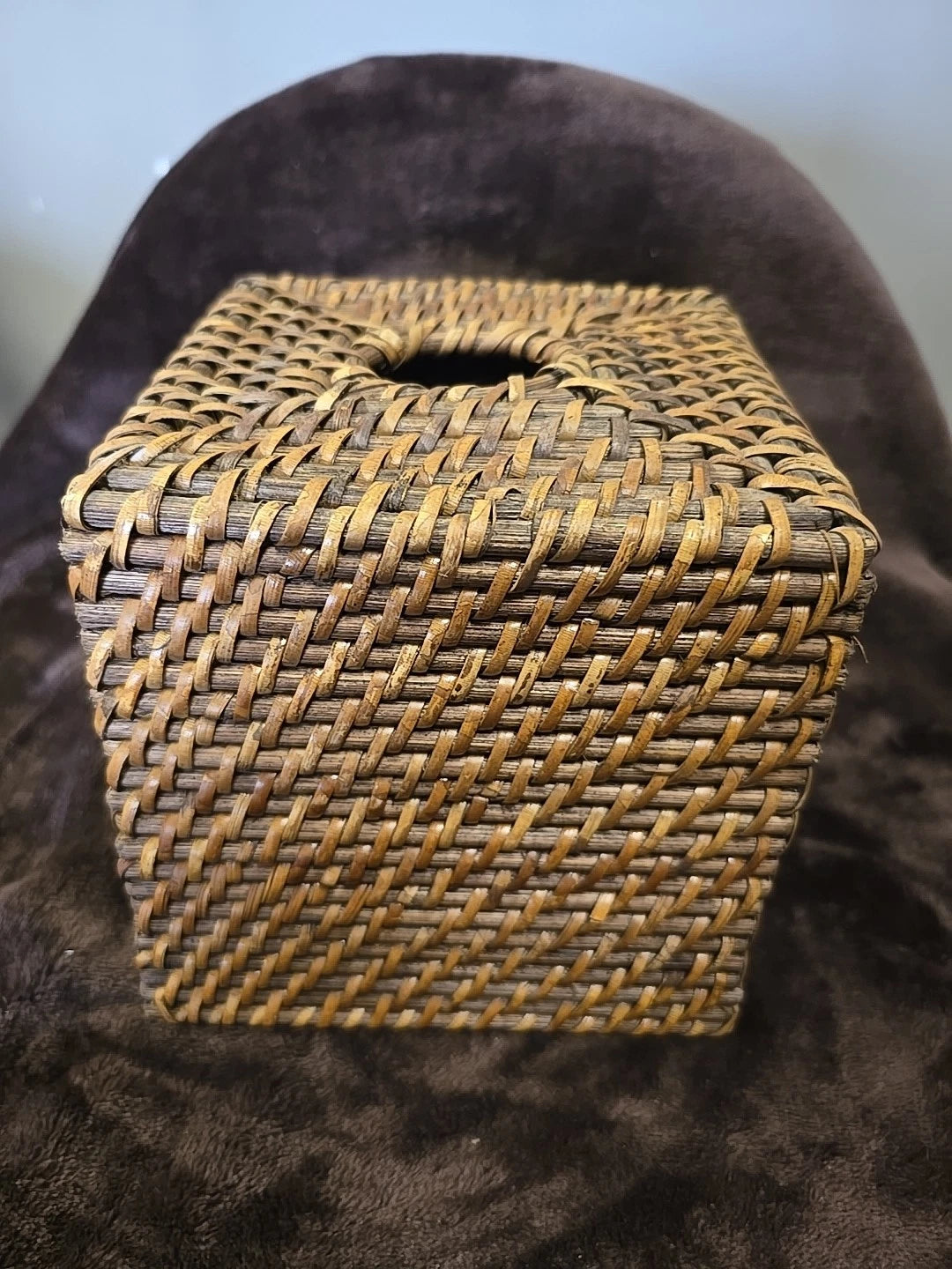 Woven Rattan Wicker Square Tissue Box Holder - Dark Brown Rattan | eBay