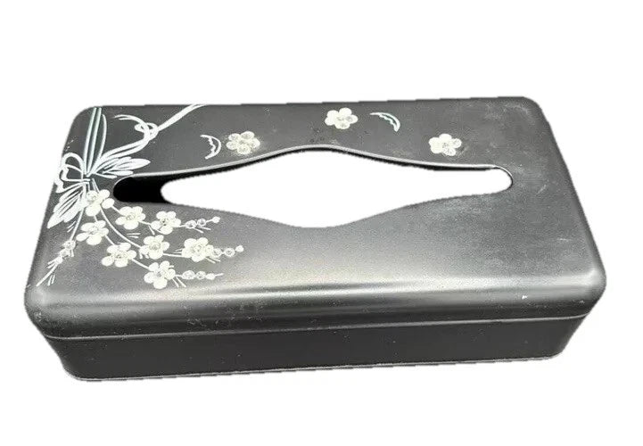 Vintage Tissue Box Holder Asian Design Wall Mount Ransburg Black Metal | eBay