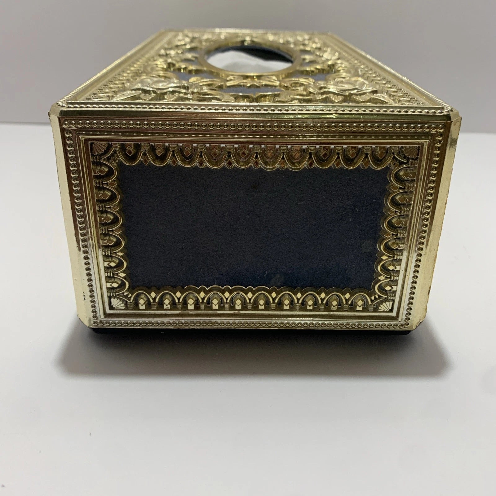 Antique Style Hollywood Regency Tissue Box Cover Black Velvet+Gold Baroque | eBay