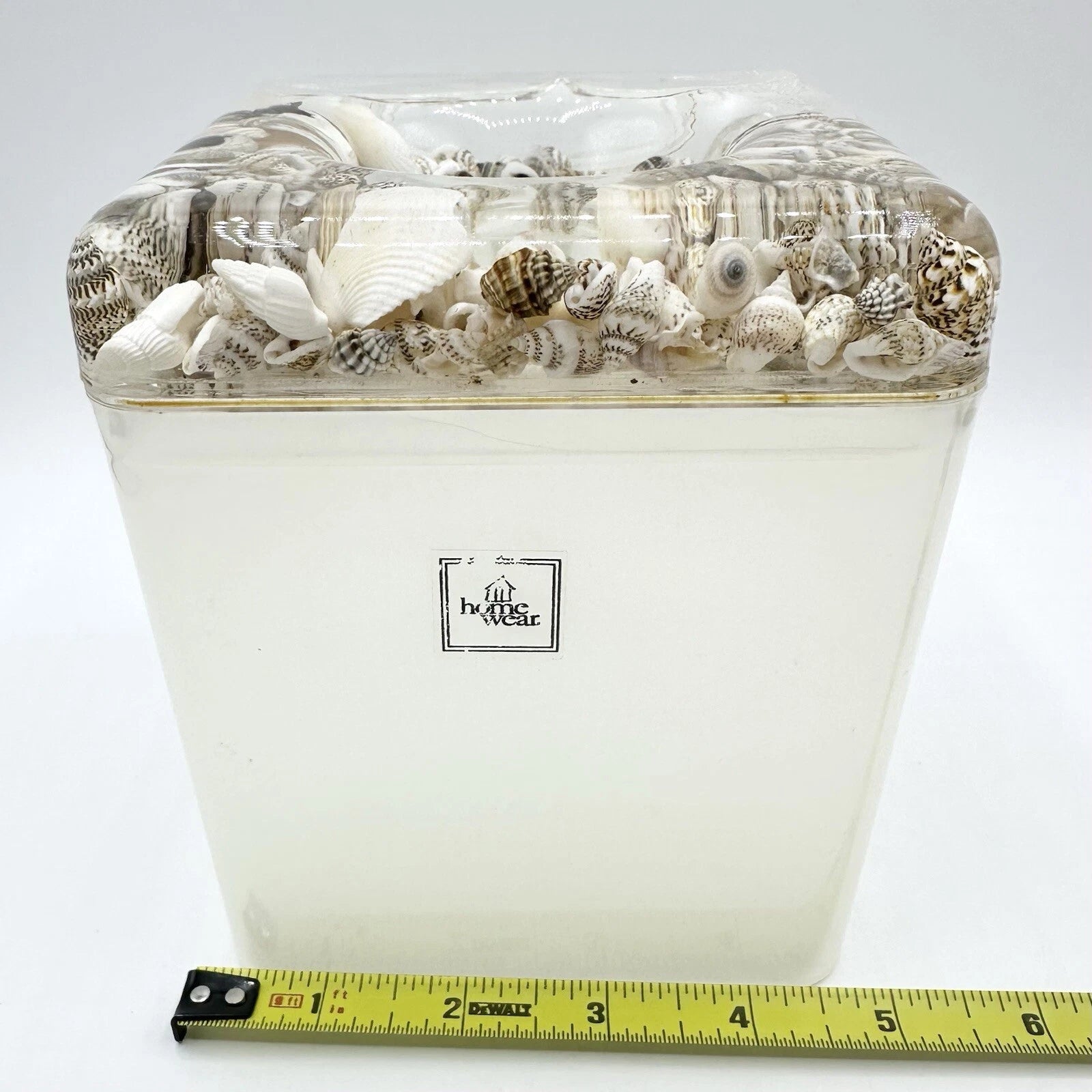 Acrylic Lucite Square Tissue Holder Floating Seashells Shells Vintage Box Cover | eBay