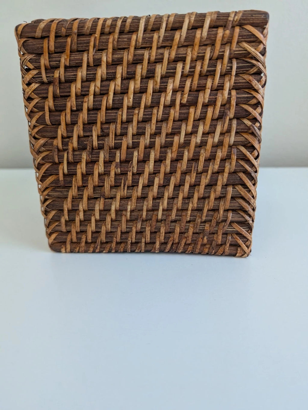 Wicker tissue box cover holder woven rattan square brown rustic boho primitive | eBay