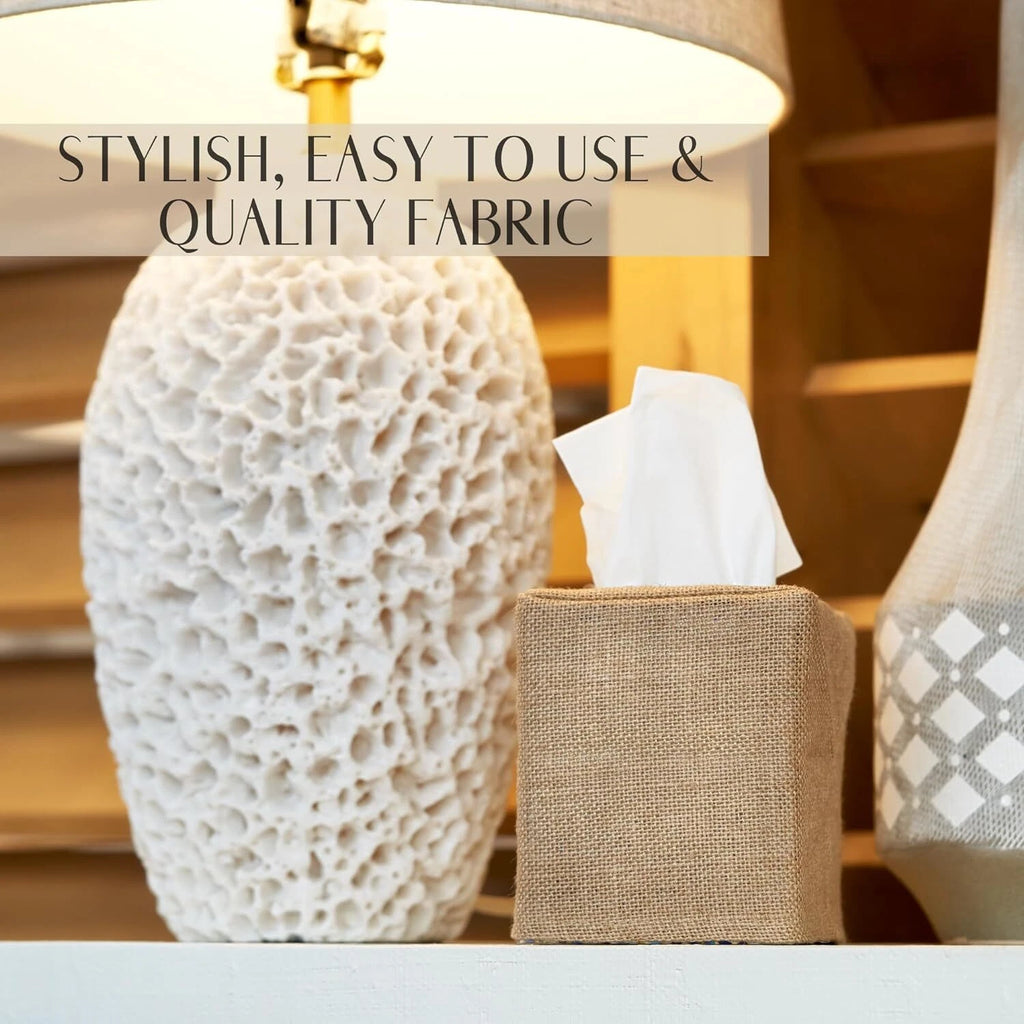 Burlap Square Tissue Box Cover - Decorative Cube for Home and Bathroom | eBay
