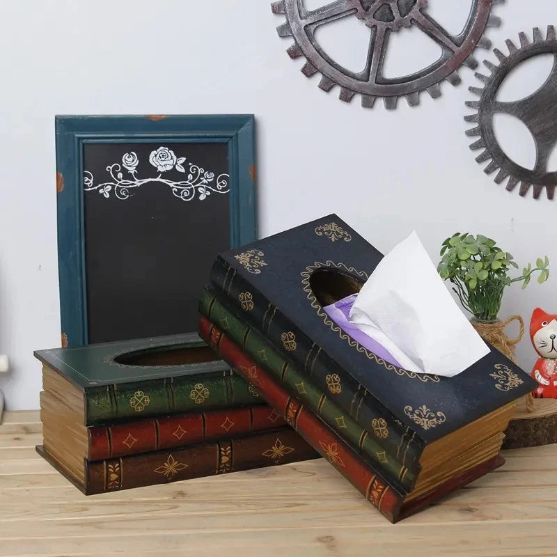 Classical Wooden Antique Book Tissue Box Cover Rectangular Tissue box (Gold-top) | eBay