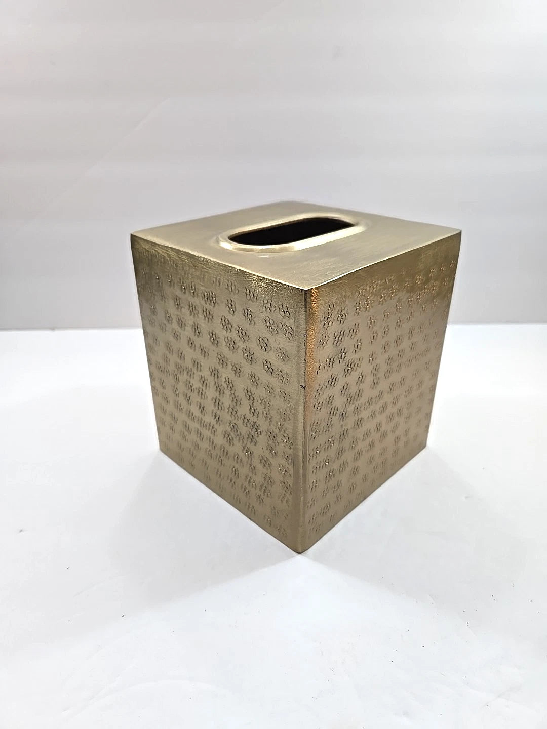 Brass Metal Textured Floral Square Tissue Box Cover 6"x5"x5" | eBay