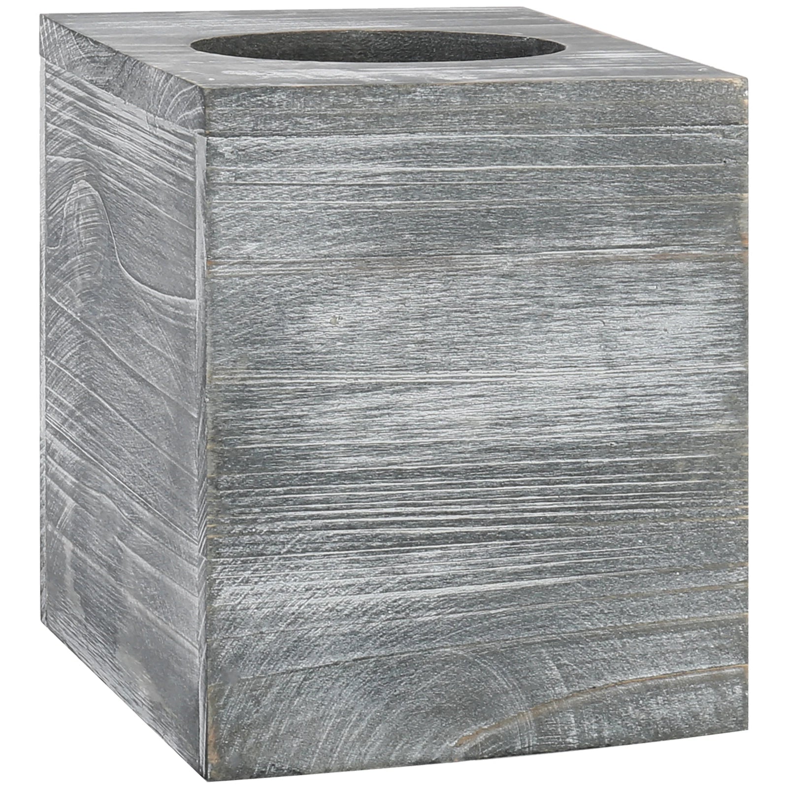 Gray Wood Square Tissue Box Cover with Slide-Out Bottom Panel, Tissue Holder | eBay
