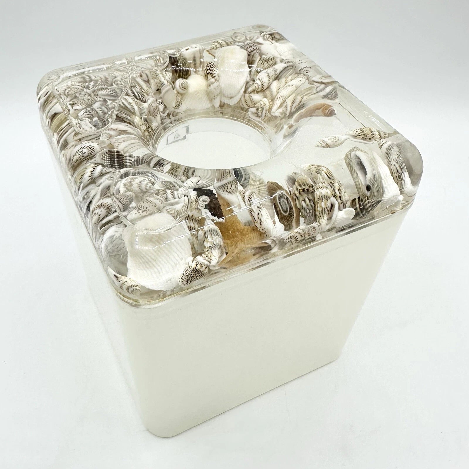 Acrylic Lucite Square Tissue Holder Floating Seashells Shells Vintage Box Cover | eBay