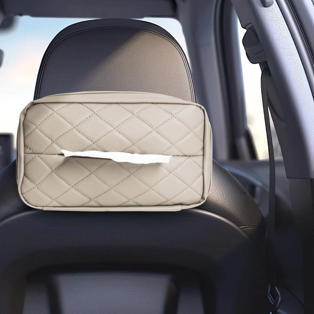 Elegant Beige PU Leather Car Tissue Box Holder 9.5" x 3.9" x 5.5" 120 Sheets | eBay