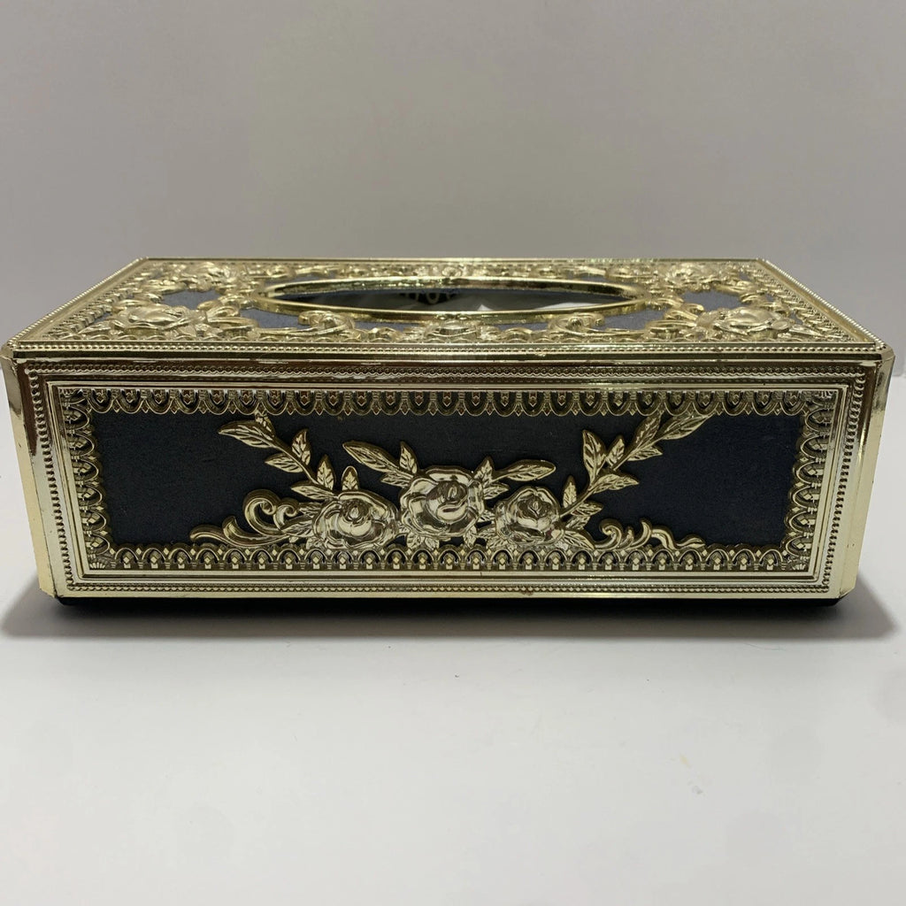 Antique Style Hollywood Regency Tissue Box Cover Black Velvet+Gold Baroque | eBay