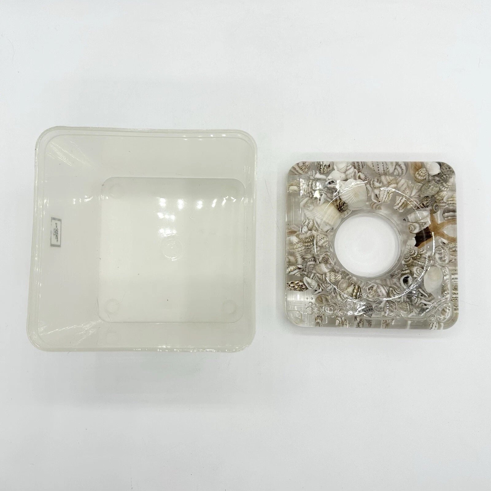 Acrylic Lucite Square Tissue Holder Floating Seashells Shells Vintage Box Cover | eBay
