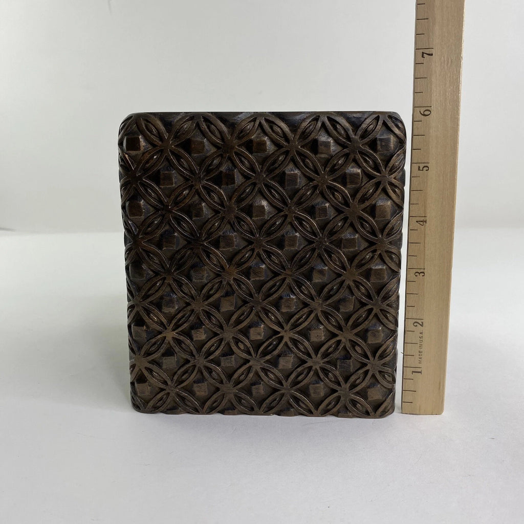 Islandia Tissue Box Cover Square Antique Bronze Geometric Design Heavy! | eBay