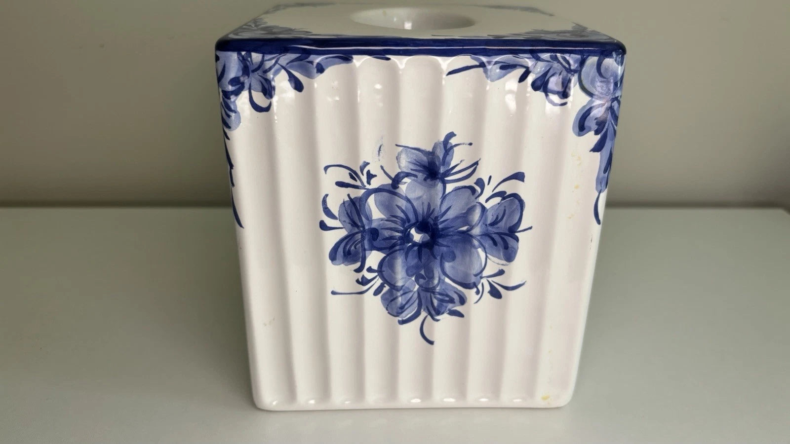 Portuguese Blue White Floral Ceramic Tissue Box Cover Painted Porcelain Bath | eBay
