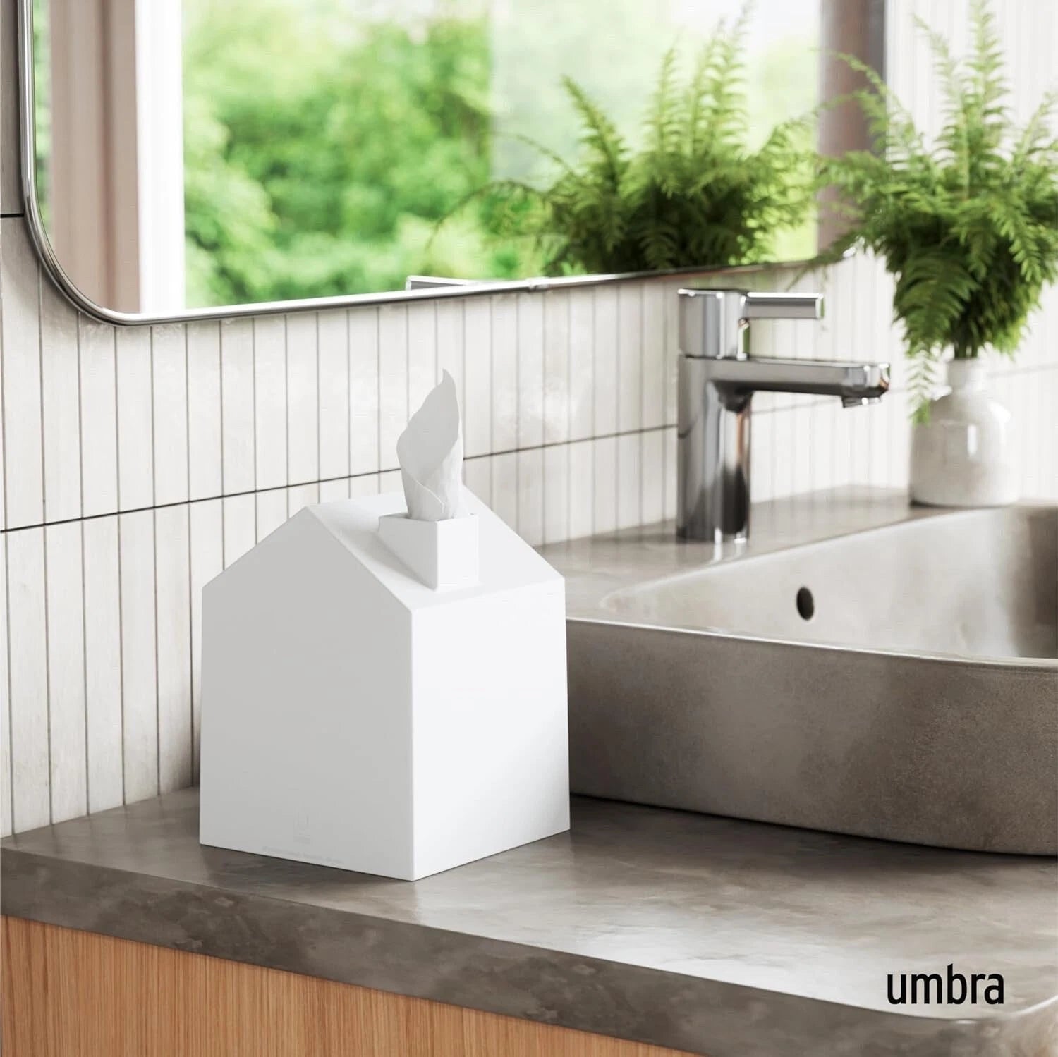 Umbra Casa Tissue Box Cover Adorable House Shaped Square Tissue Box Holder White | eBay