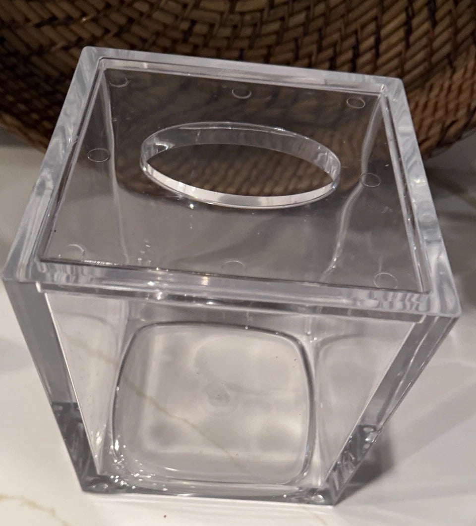 Modern LUCITE Clear Heavy Acrylic Tissue Box Holder 7x6 Inches | eBay
