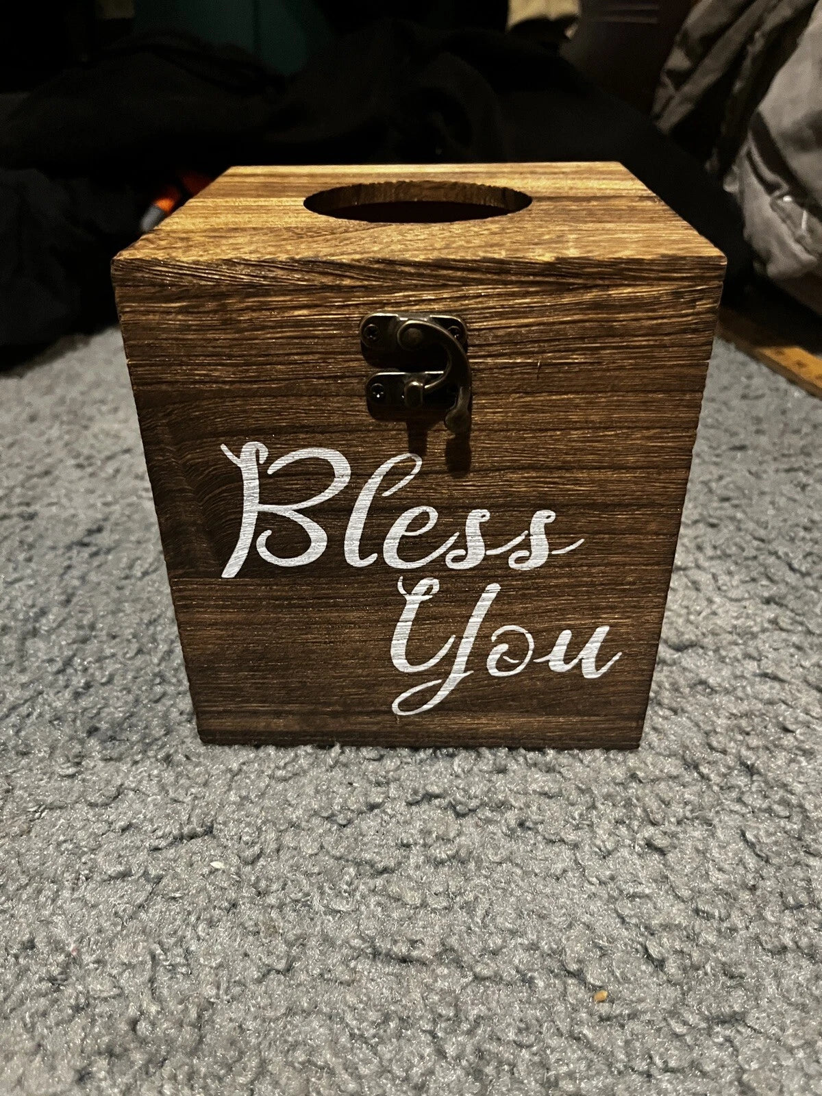"Bless You" Wood Tissue Box Holder Cover, Tissue Holder Religious Christian | eBay
