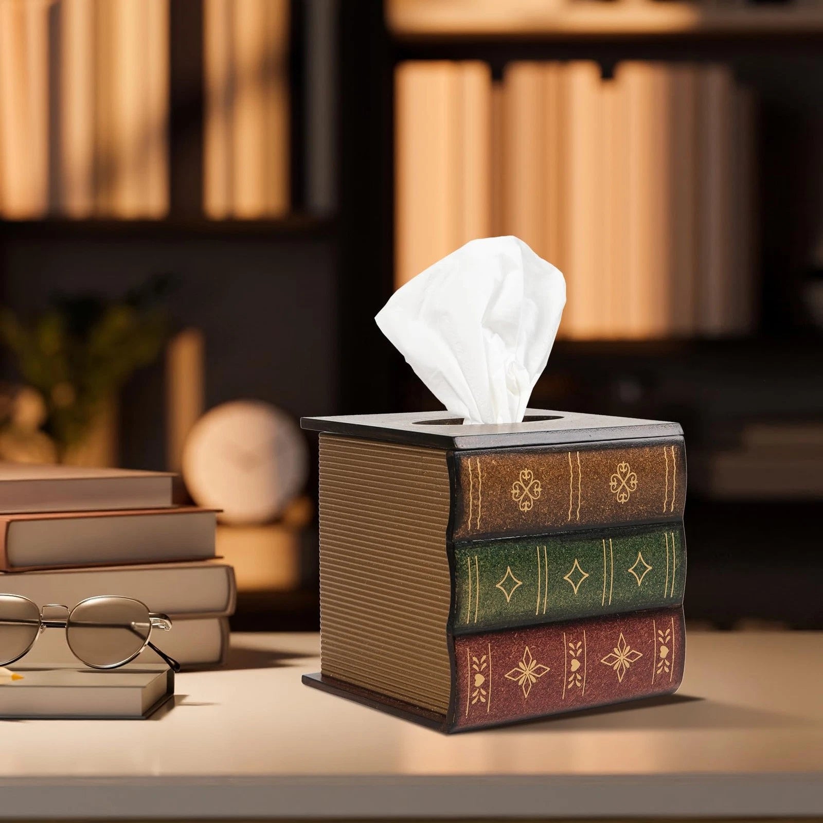Crafted Classical Retro Wooden Antique Book Tissue Box Cover Square Tissue Ho... | eBay