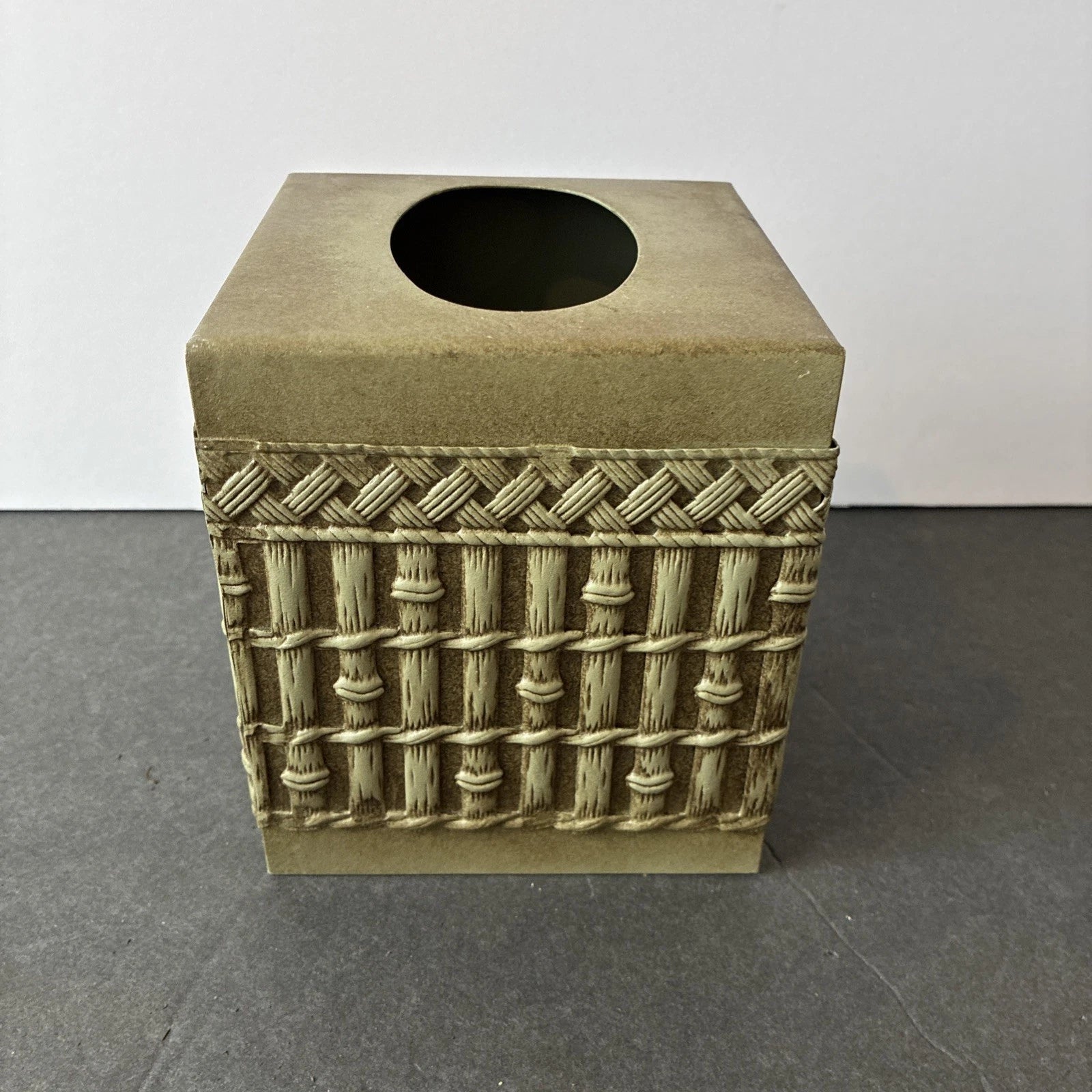 Bamboo Look Metal Tissue Cover. 4.5” Square, Approximately 5” Tall. | eBay