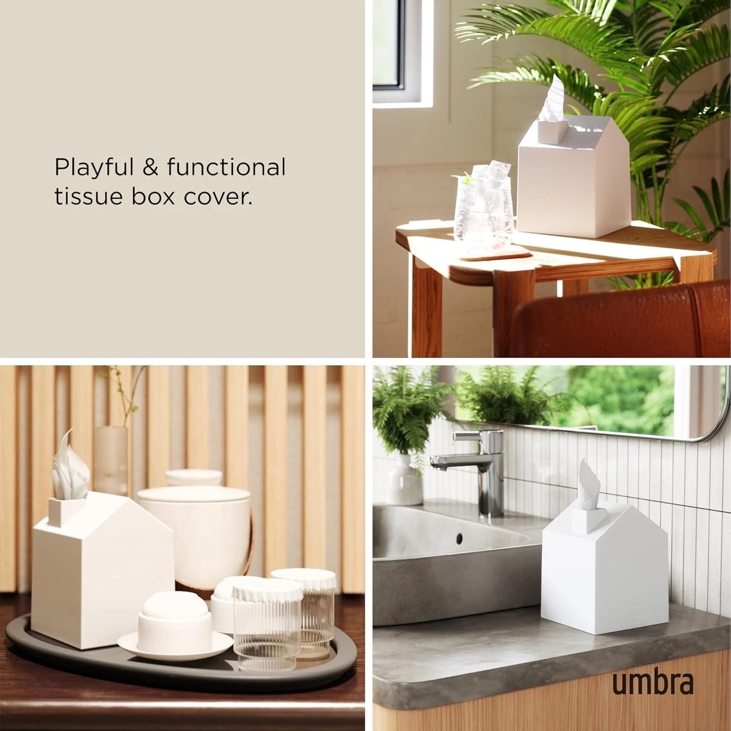 Umbra Casa Tissue Box Cover Adorable House Shaped Square Tissue Box Holder White | eBay