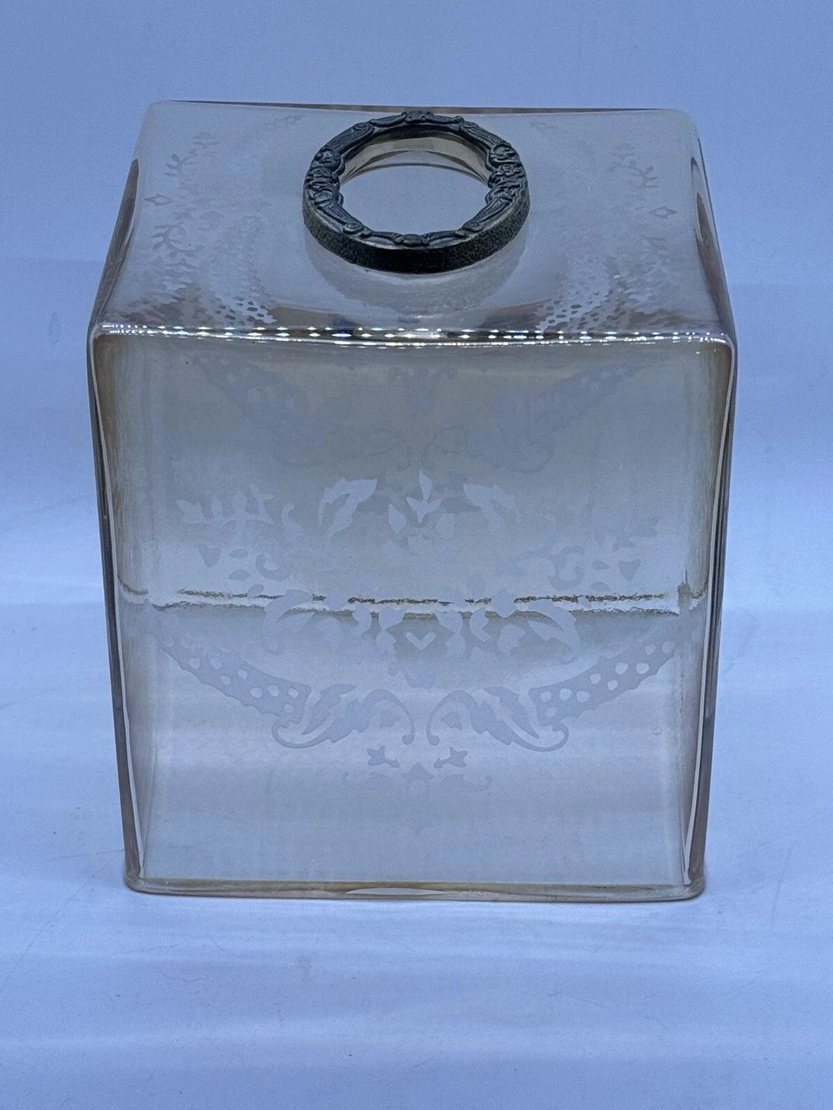 Etched Glass Tissue Box Holder Cover Peach Fits Standard Square Box | eBay