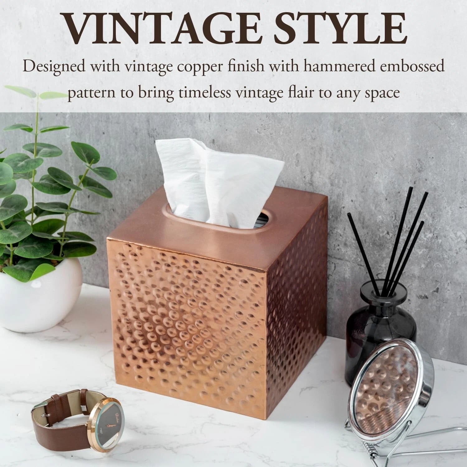 Bathroom Decorative Copper Metal Tissue Box, Tissue Holder with Open Bottom | eBay