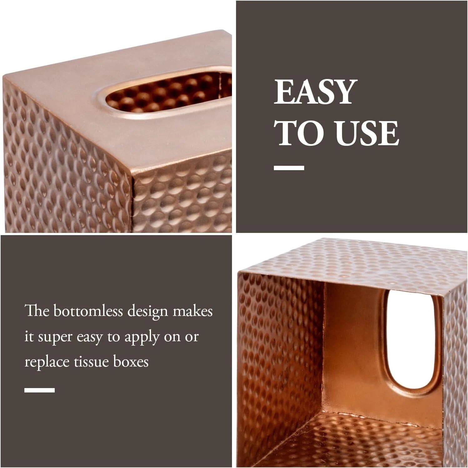 Bathroom Decorative Copper Metal Tissue Box, Tissue Holder with Open Bottom | eBay