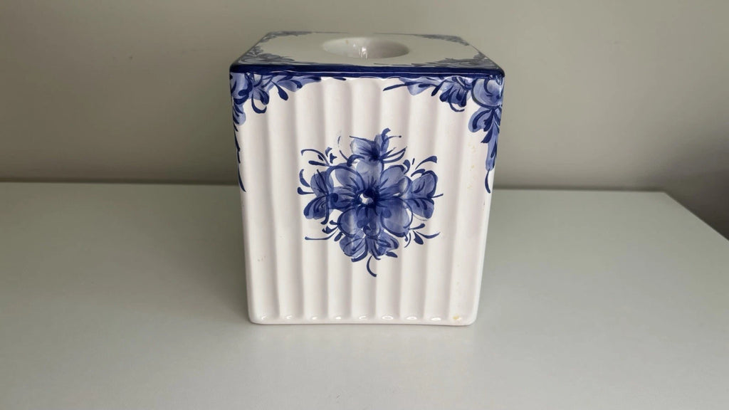 Portuguese Blue White Floral Ceramic Tissue Box Cover Painted Porcelain Bath | eBay