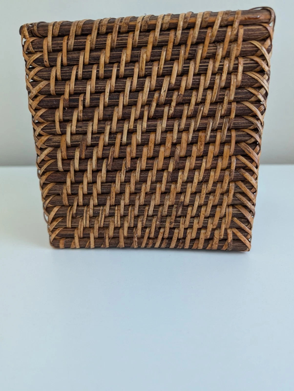 Wicker tissue box cover holder woven rattan square brown rustic boho primitive | eBay