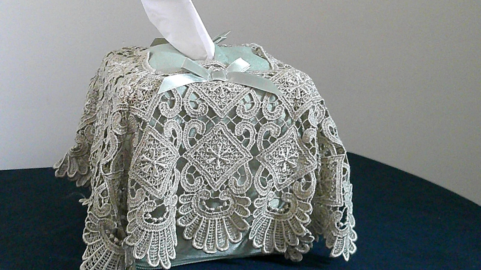 Dusty Green Victorian Style Lace Tissue Box Cover | eBay