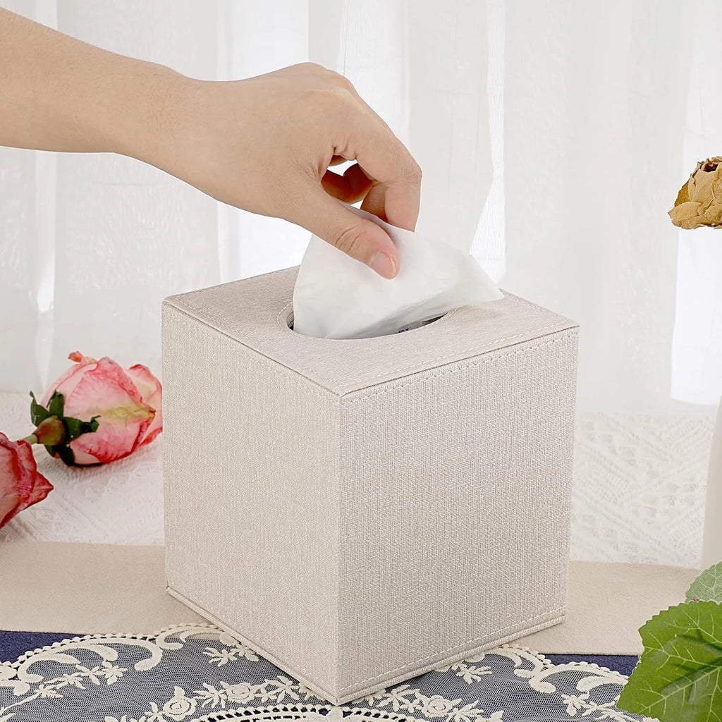 Sumnacon Square Linen Tissue Box Cover - Stylish Cube Tissue Box Holder with Mag | eBay