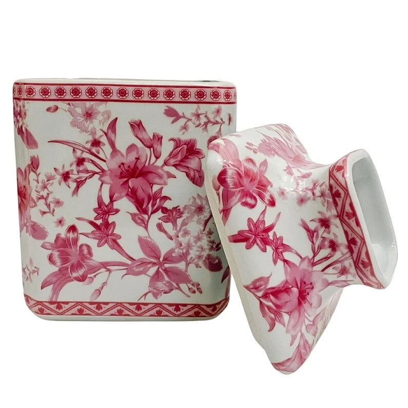 Pink Chinoiserie Ceramic Tissue Box Cover Chinoiserie Decor 8" | eBay