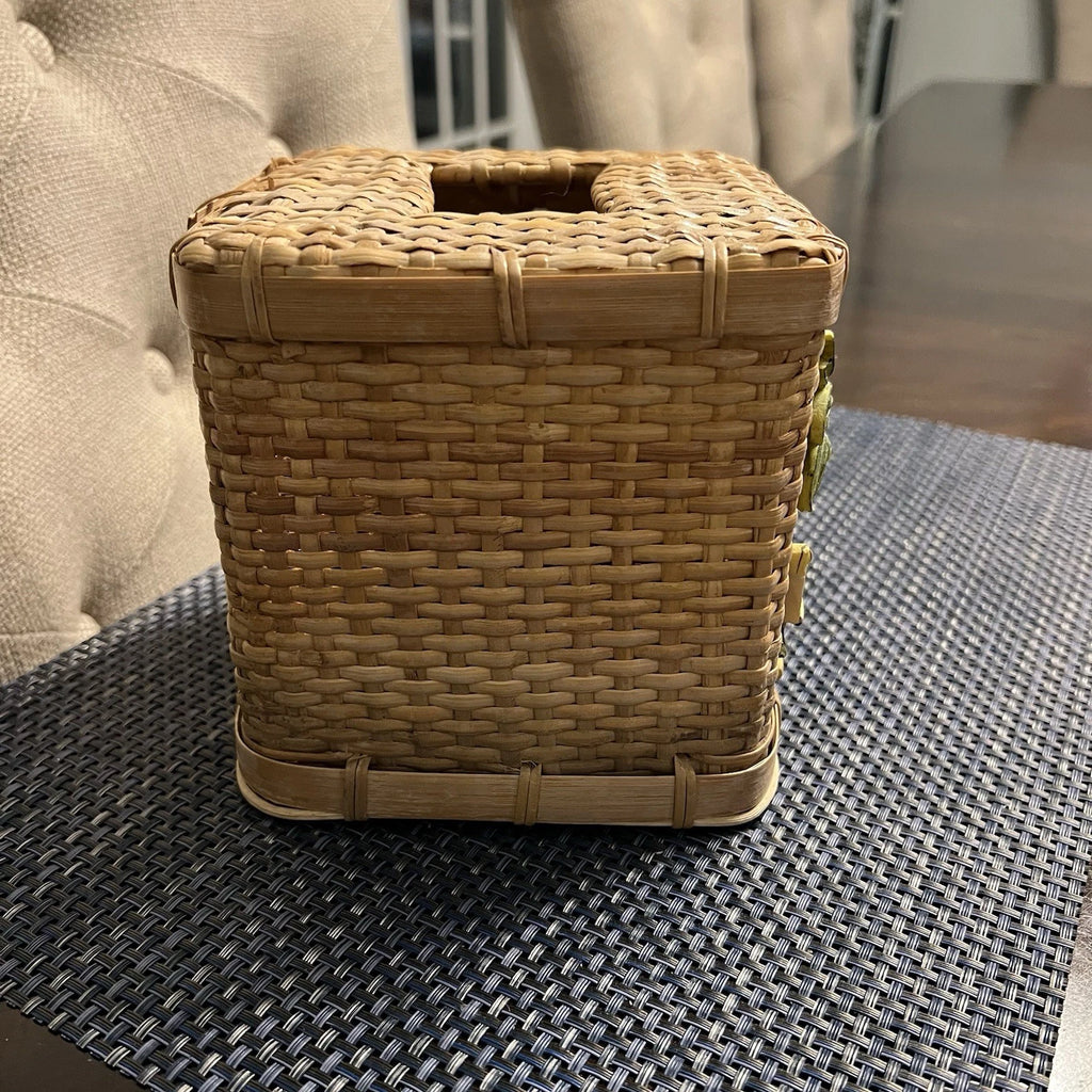 Vintage Wicker Tissue Box Cover Palm Tree Hammock Rattan Beach Boho | eBay