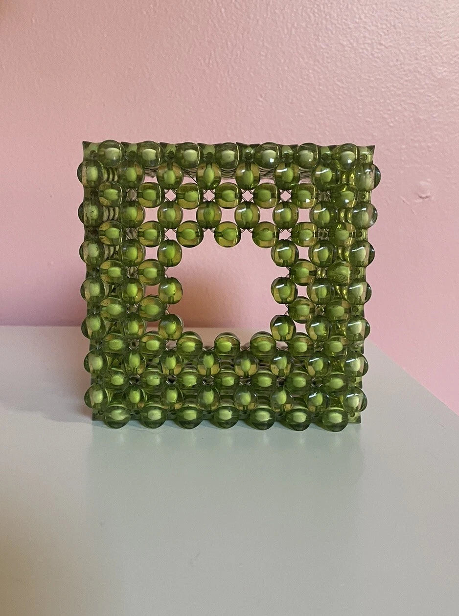 Beaded tissue box Green / white handmade | eBay